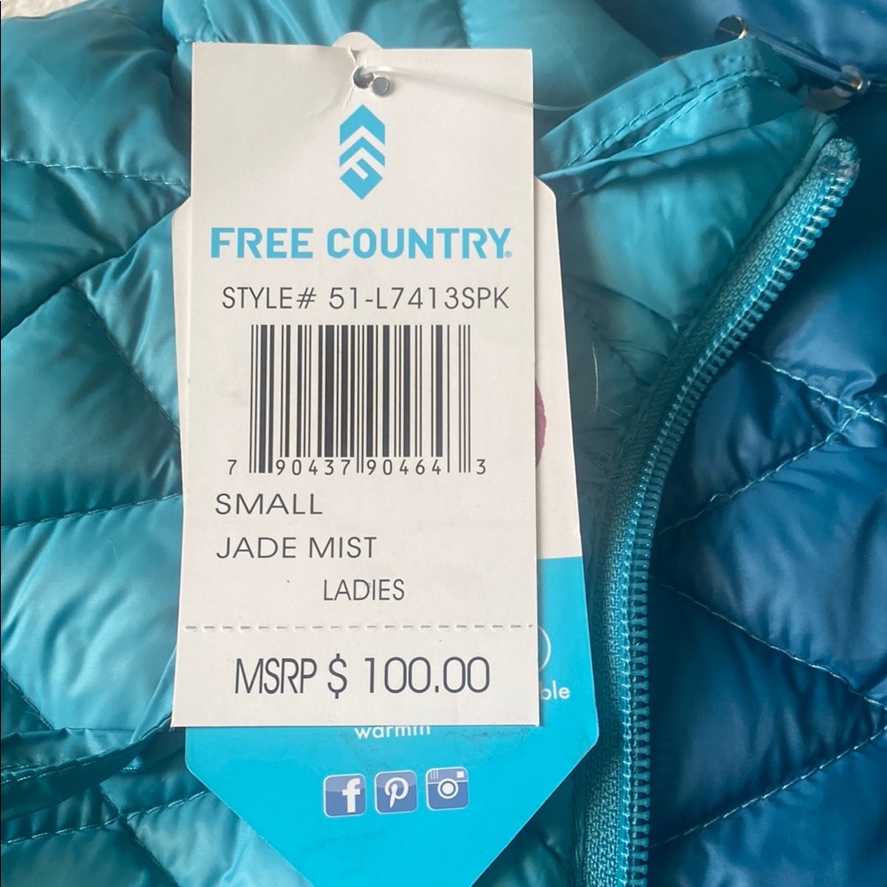 Free Country Blue/ green Quilted Jacket Lightweight, color jade mist - Picture 6 of 12